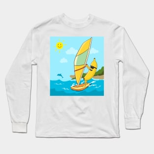 Andy Banana Windsurfing Summer Beach Waves Long Sleeve T-Shirt
